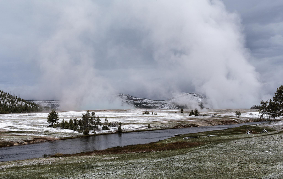 Firehole River ambling by Midway Geyser Basin