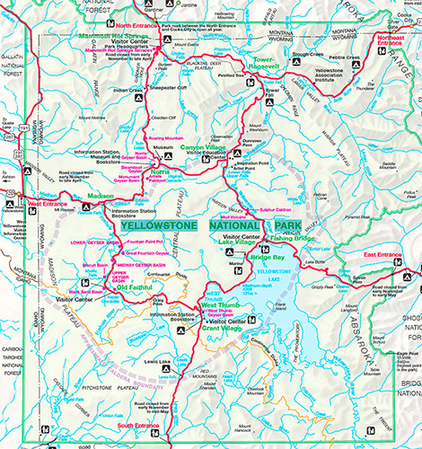 Map of Yellowstone National Park