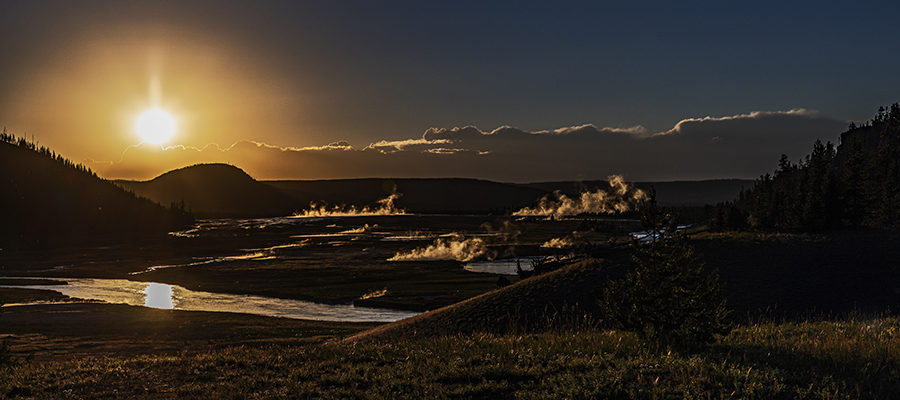 Sunset over Midway Geyser Basin
