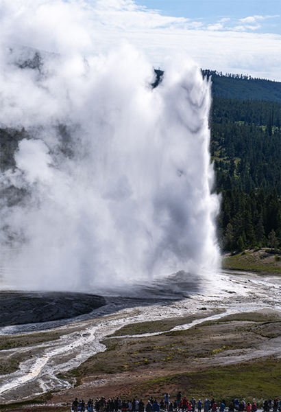 Old Faithful Geyser from the Old Faithful Inn.