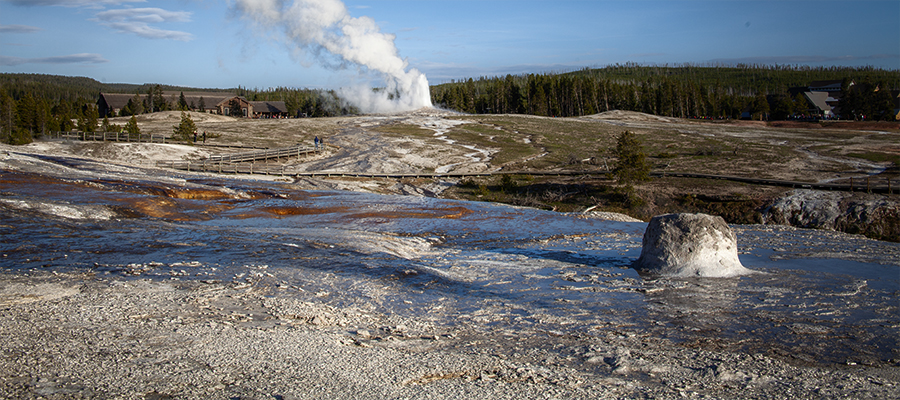 Beehive seen from behind Beehive Geyser cone on Geyser Hill.
