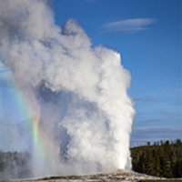 Old Faithful Erupting.