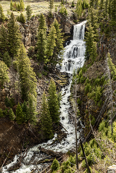 Undine Falls and part of Lava Creek stream.