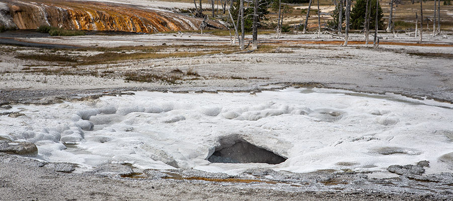 Spouter Geyser basin is dry